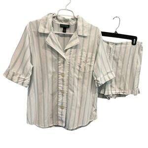 Ralph Lauren Womens Cotton Pajama Set L Striped Summer Preppy Old Money Sleep